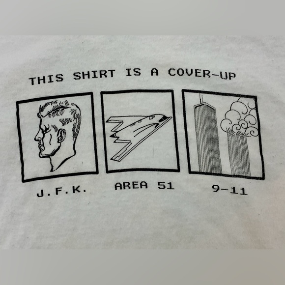 Rare Vtg Men’s Large This Shirt Is a Cover Up Conspiracy Theory T Shirt Unisex - Picture 8 of 11